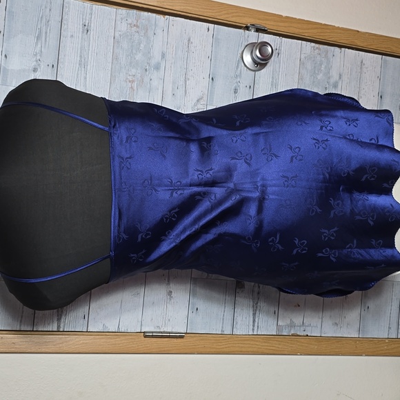 Vtg 80's Sabrina By Mervyns Blue Satin Bow Slip Dress - Picture 2 of 10